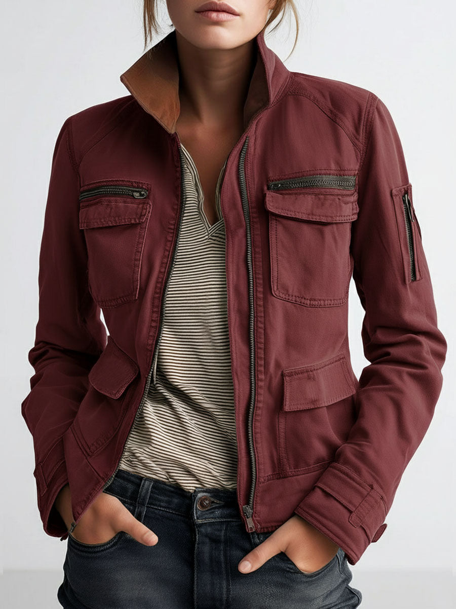 Sloane | High Collar Multi Pocket Utility Jacket