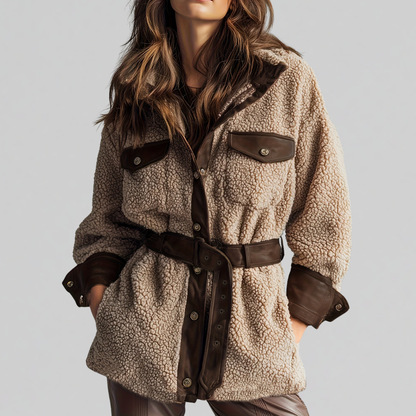 Bridget | Belted Sherpa Teddy Jacket
