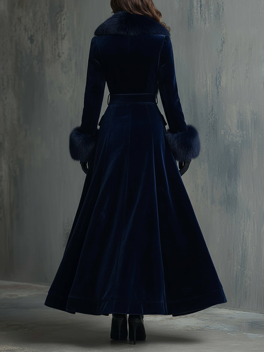 Seraphina | Faux Fur Trim Velvet Maxi Coat