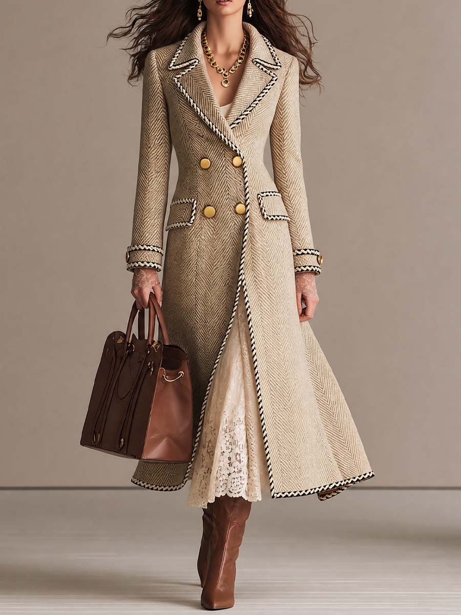 Celeste | Tailored Herringbone Long Coat