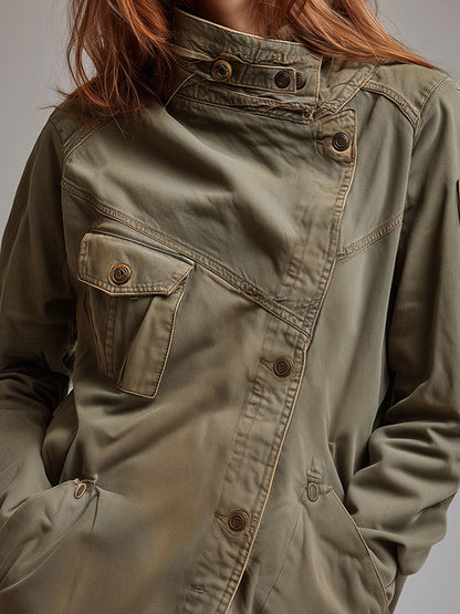 Camille | High Collar Utility Pocket Jacket