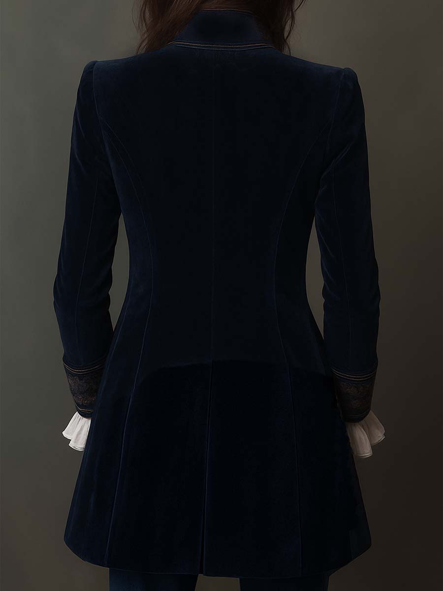 Seraphina | Embroidered Velvet Tailored Longline Jacket