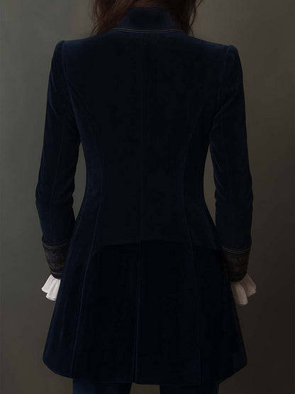 Seraphina | Embroidered Velvet Tailored Longline Jacket