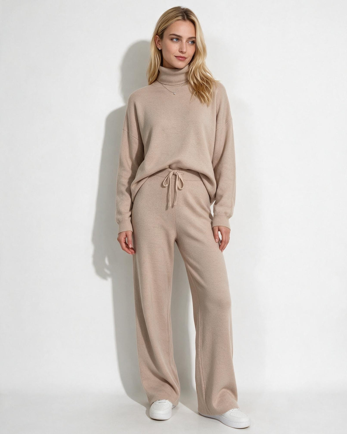 Marelia | Turtleneck Wide Leg Knit Loungewear