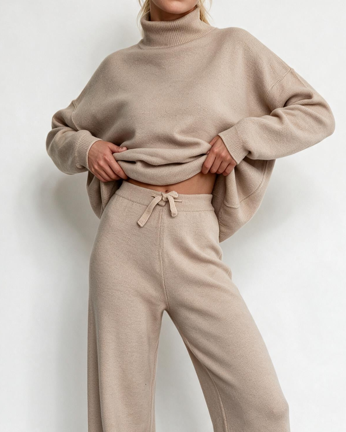 Marelia | Turtleneck Wide Leg Knit Loungewear