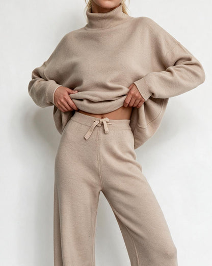 Marelia | Turtleneck Wide Leg Knit Loungewear