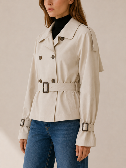 Sophie | Double Breasted Belted Short Trench Coat