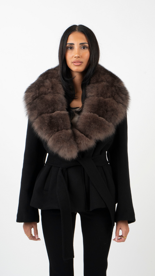 Amelia | Faux Fur Oversized Collar Tailored Jacket
