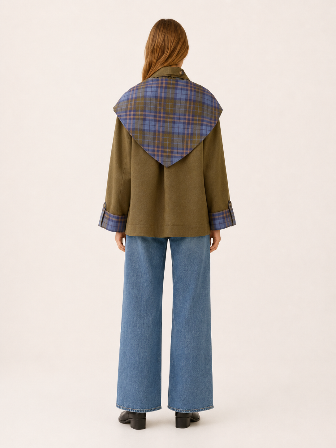 Amelia | Plaid Detail Oversized Utility Jacket
