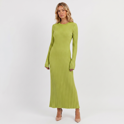 Amelia | Ribbed Knit Long Sleeve Maxi Dress