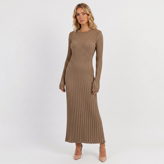 Amelia | Ribbed Knit Long Sleeve Maxi Dress