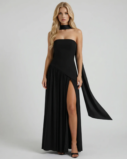Ashley Strapless Asymmetric Maxi Dress