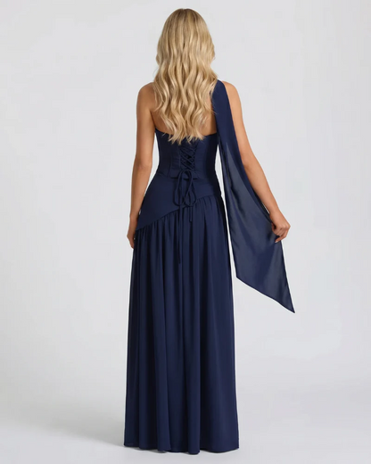 Ashley Strapless Asymmetric Maxi Dress