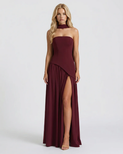 Ashley Strapless Asymmetric Maxi Dress