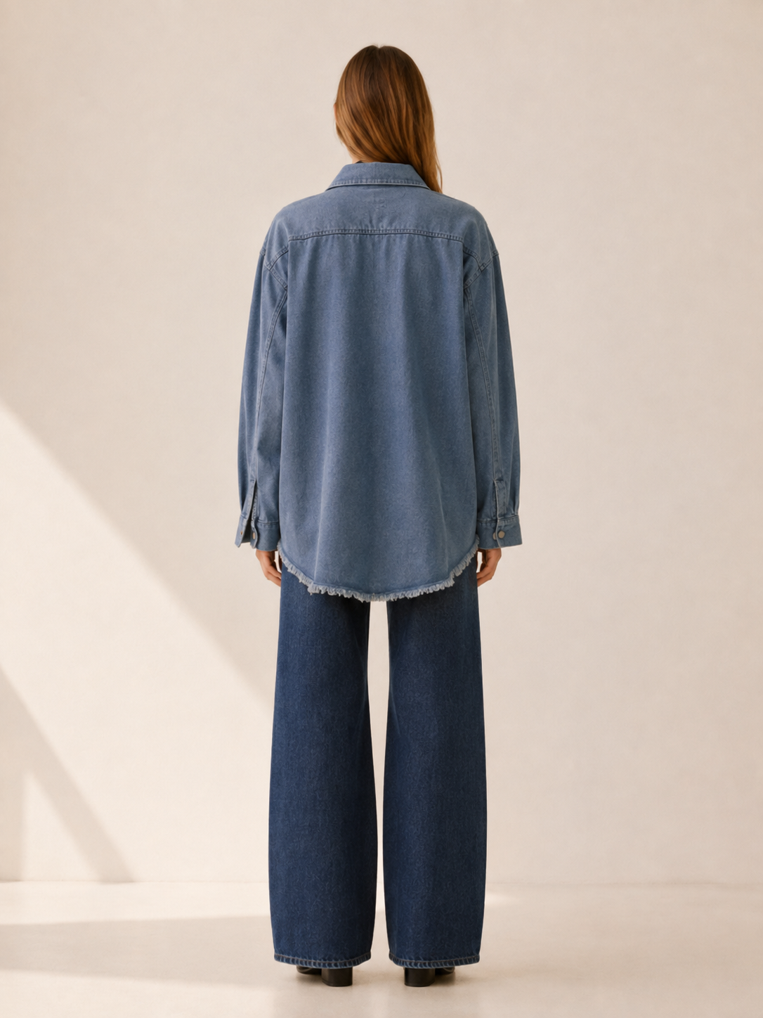 Mila | Oversized Button Up Denim Longline Jacket