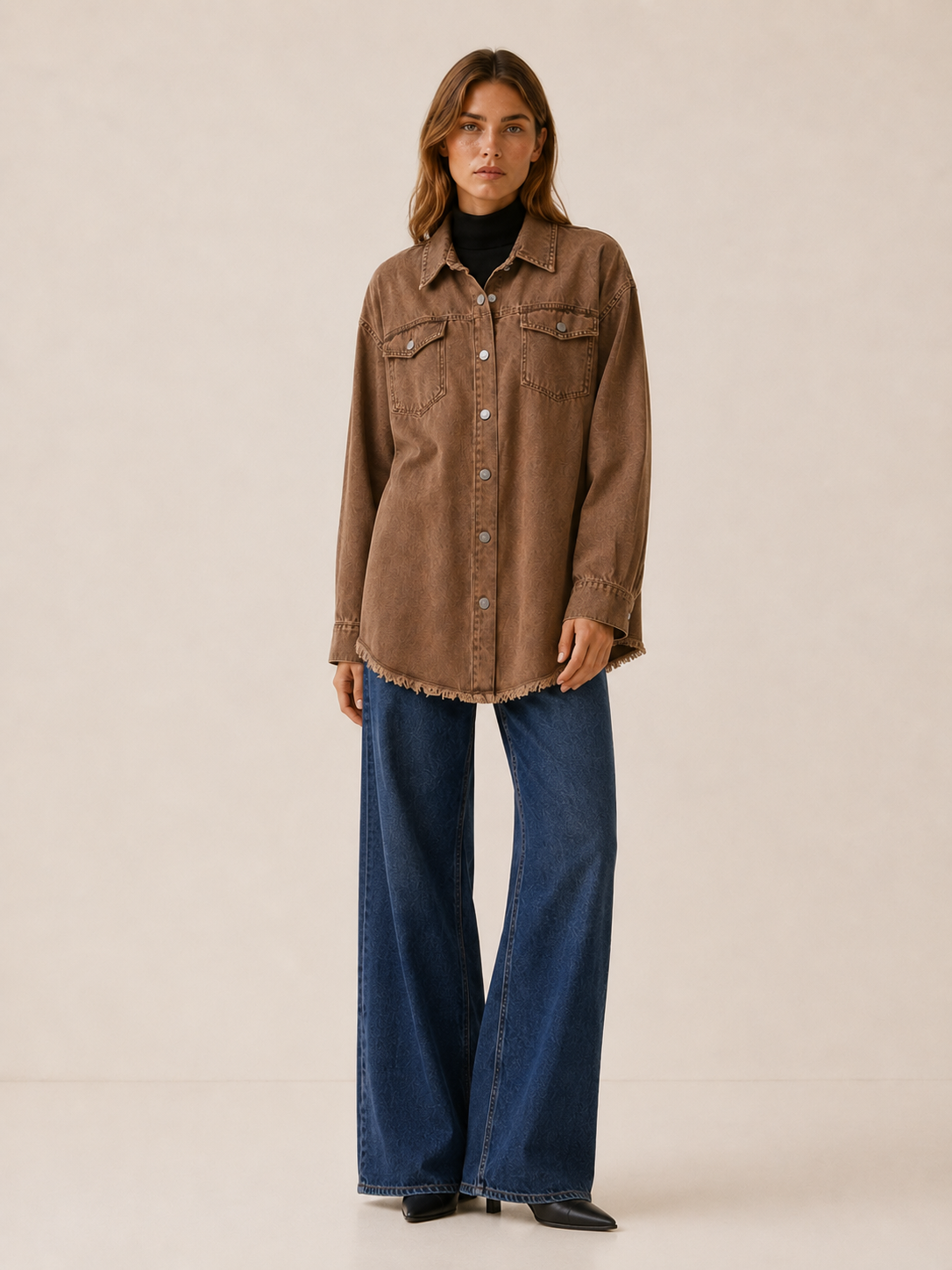 Mila | Oversized Button Up Denim Longline Jacket