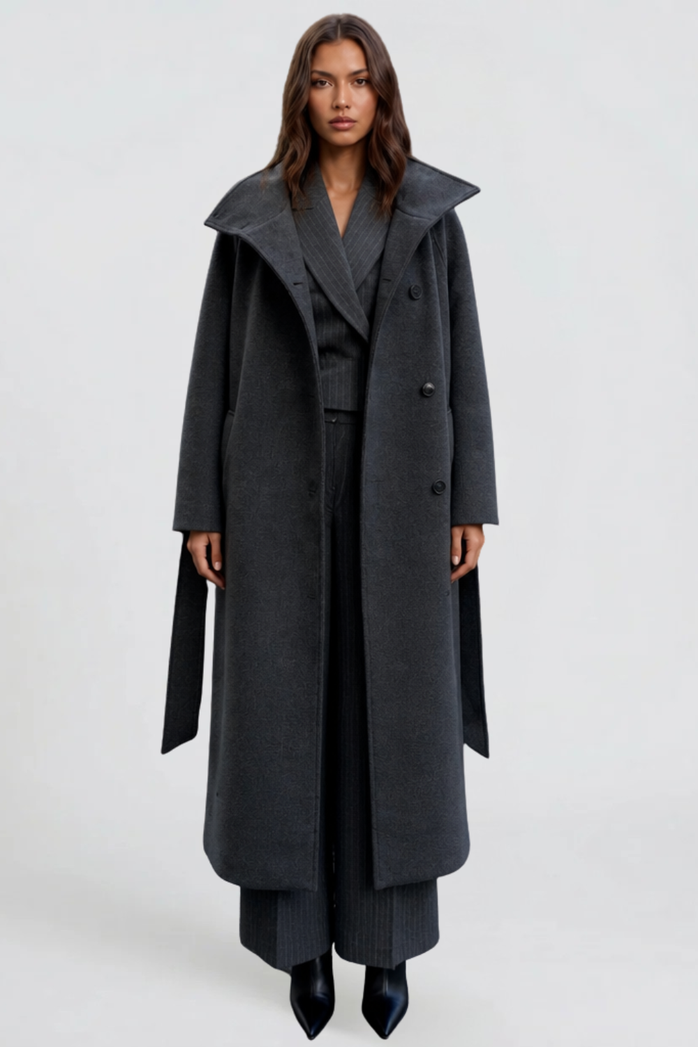 Audrey | Belted Tailored Longline Wool Coat