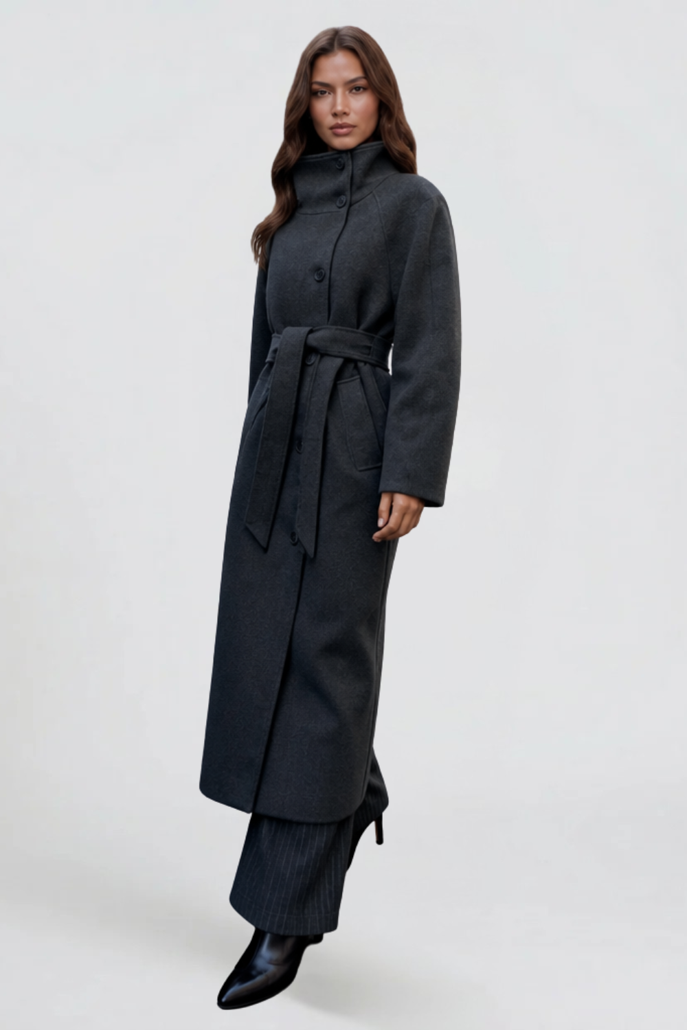Audrey | Belted Tailored Longline Wool Coat