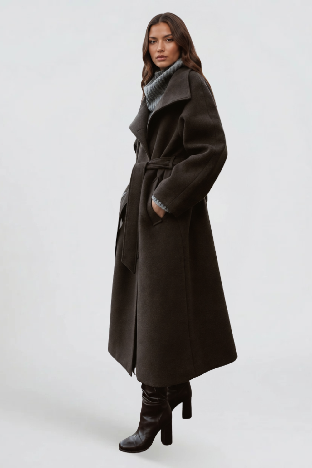 Audrey | Belted Tailored Longline Wool Coat