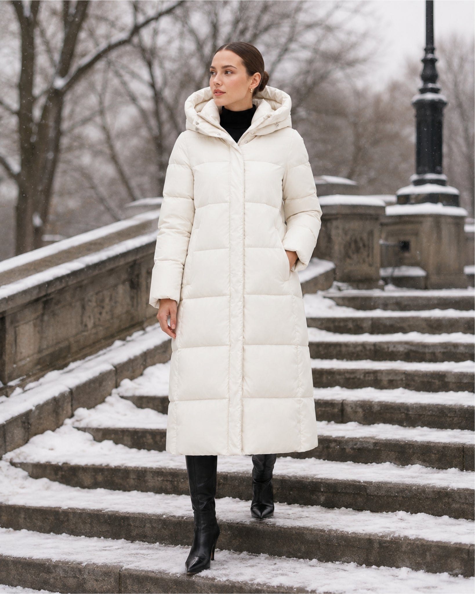 Ava | Long Hooded Puffer Coat