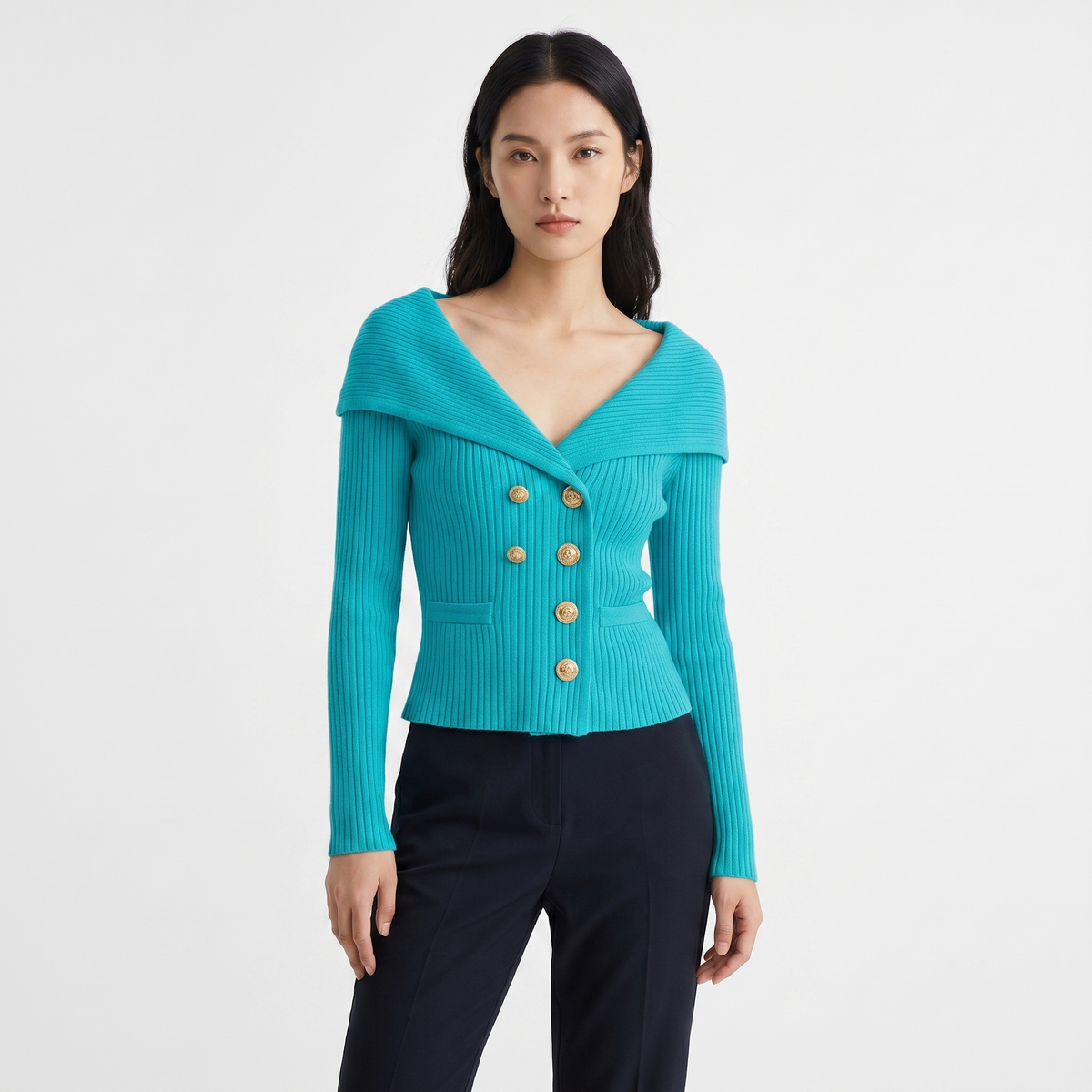 Bardot | Ribbed Knit Blazer Cardigan