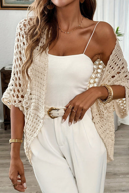 Luna | Wide Sleeve Open Knit Crochet Cardigan
