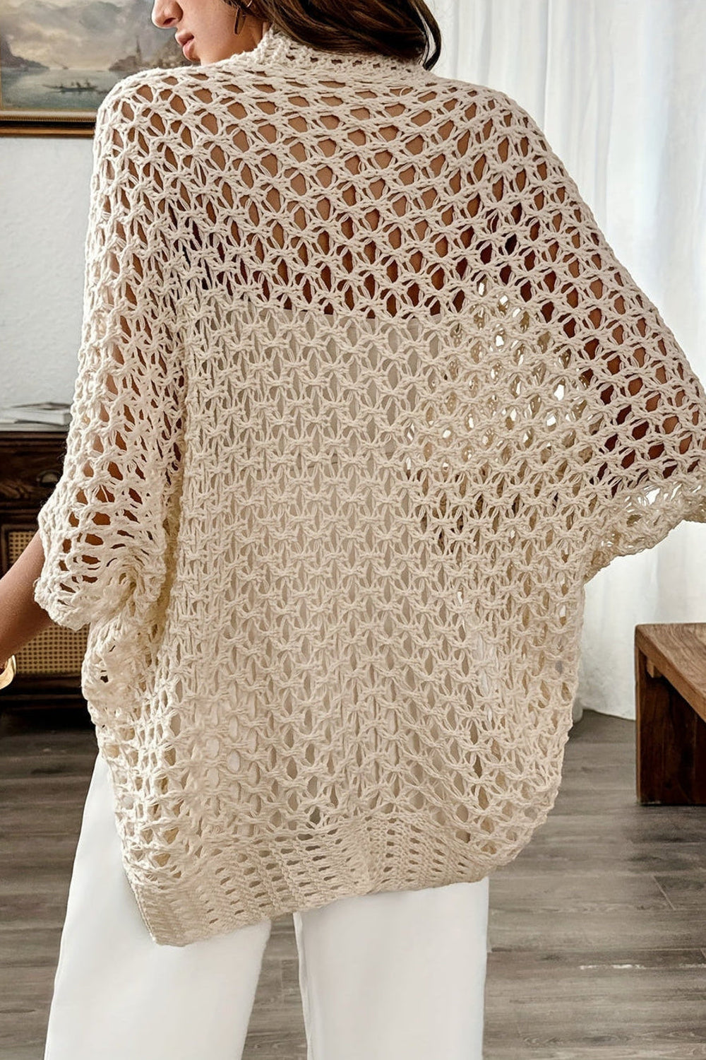 Luna | Wide Sleeve Open Knit Crochet Cardigan