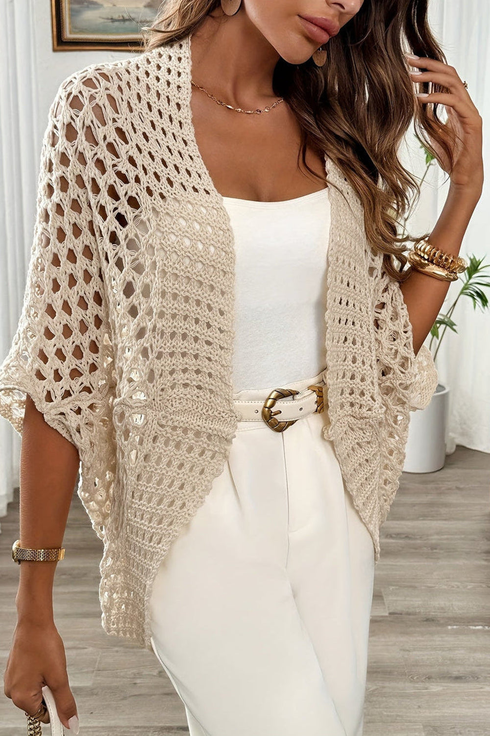 Luna | Wide Sleeve Open Knit Crochet Cardigan