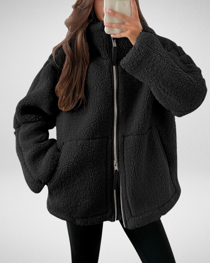 Bella | Oversized Teddy Fleece Zip Up Jacket