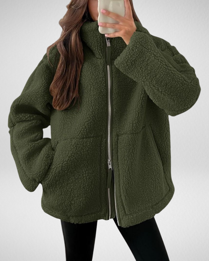Bella | Oversized Teddy Fleece Zip Up Jacket