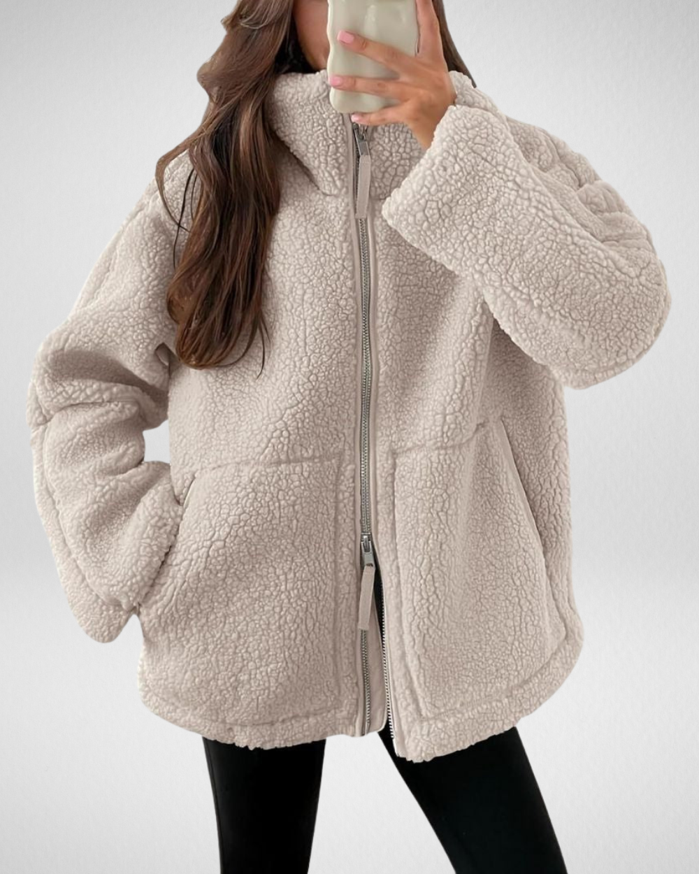 Bella | Oversized Teddy Fleece Zip Up Jacket