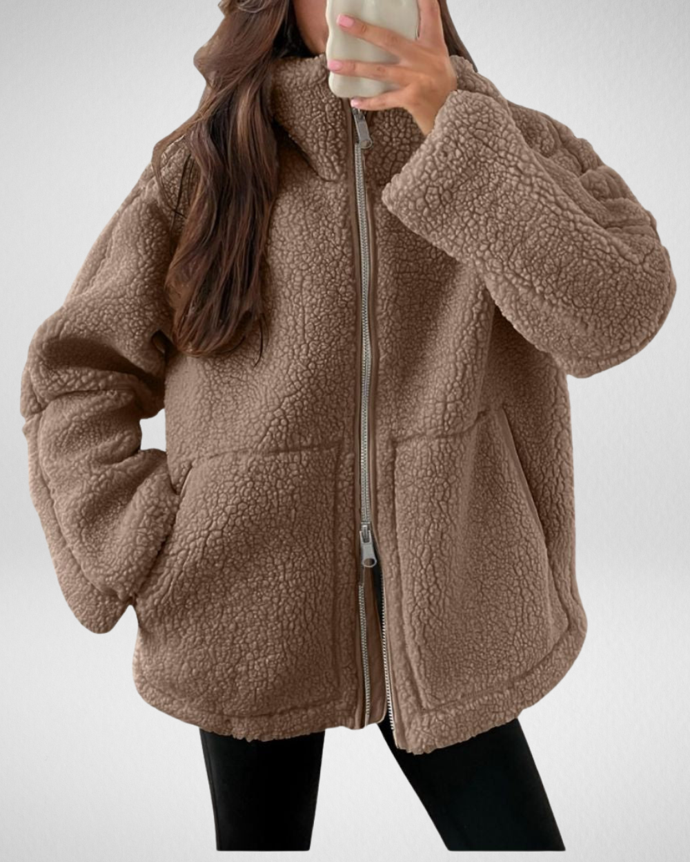 Bella | Oversized Teddy Fleece Zip Up Jacket