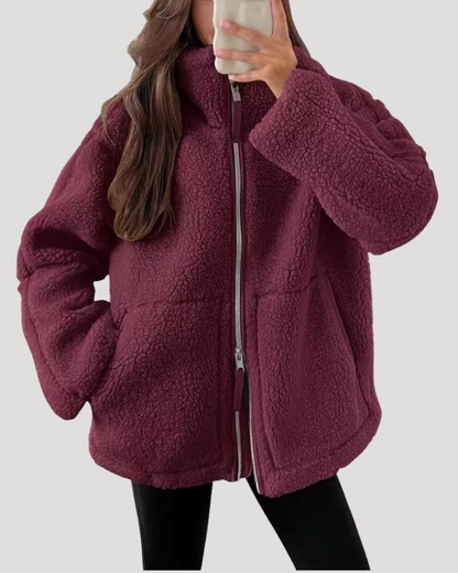 Bella | Oversized Teddy Fleece Zip Up Jacket