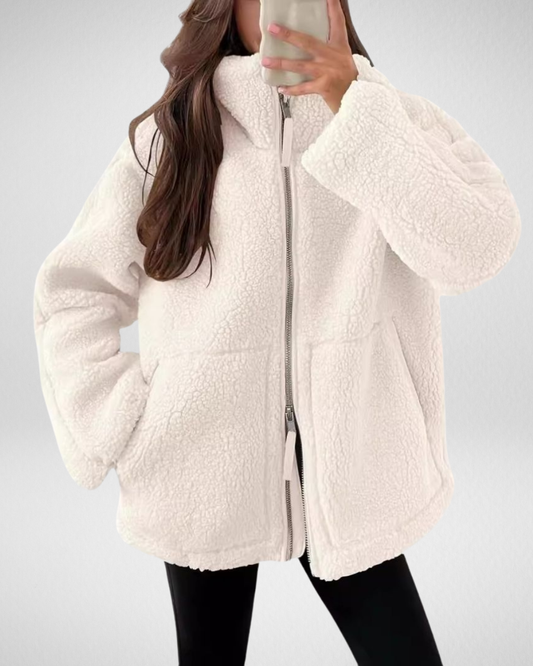 Bella | Oversized Teddy Fleece Zip Up Jacket