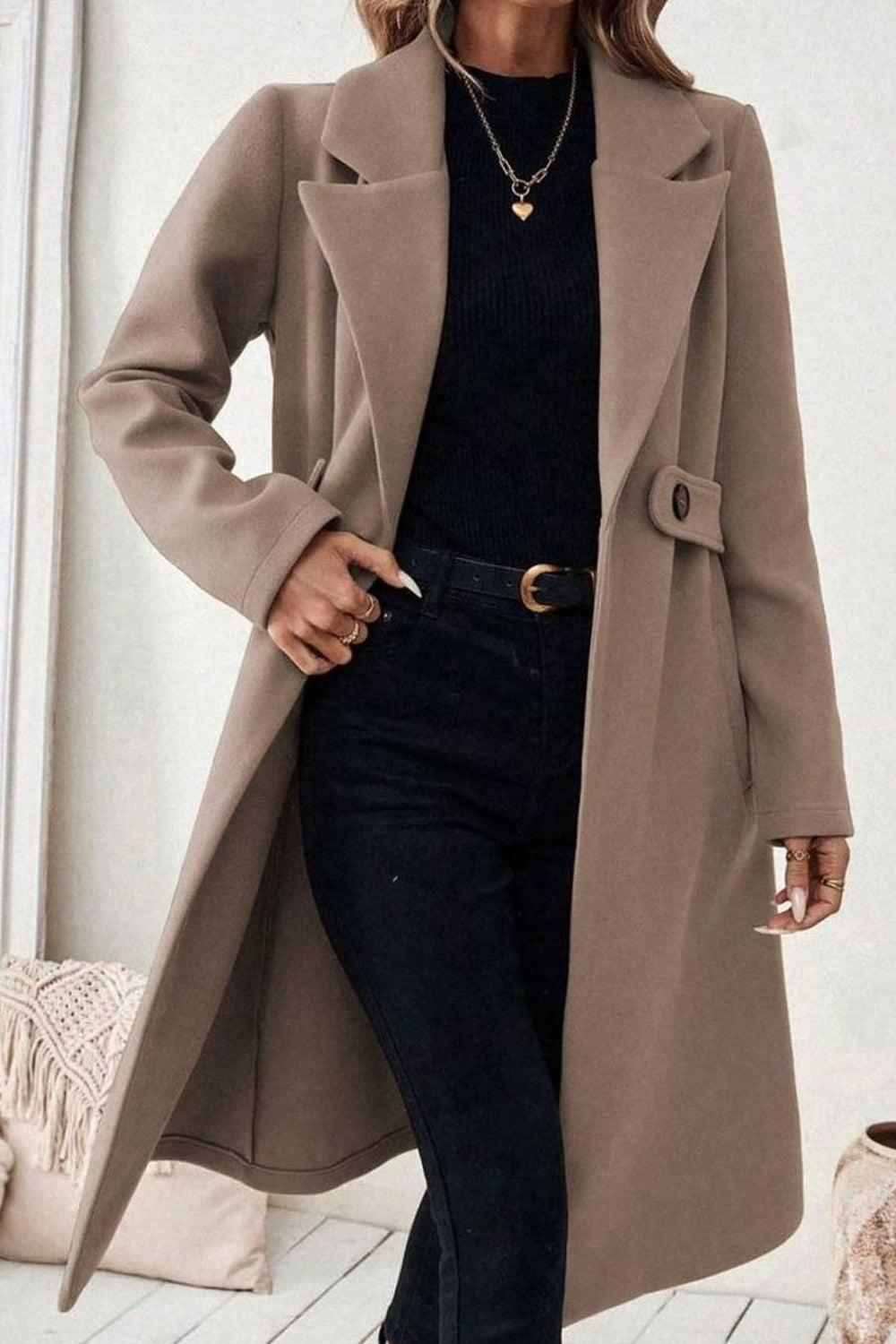 Beatrice | Wide Collar Belted Long Coat