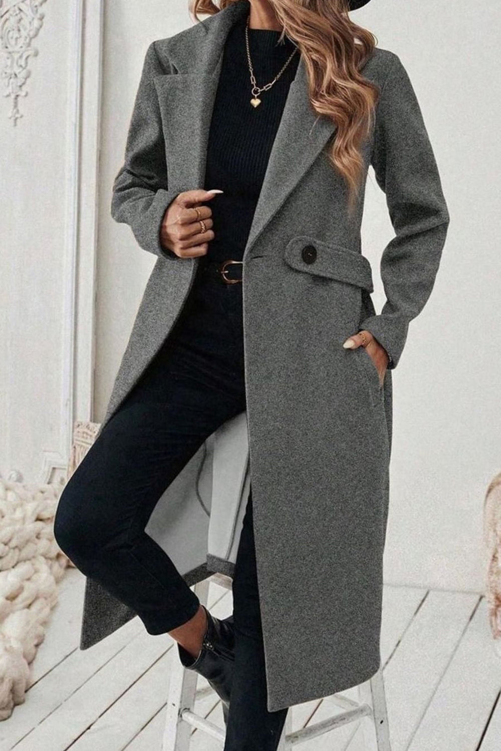 Beatrice | Wide Collar Belted Long Coat