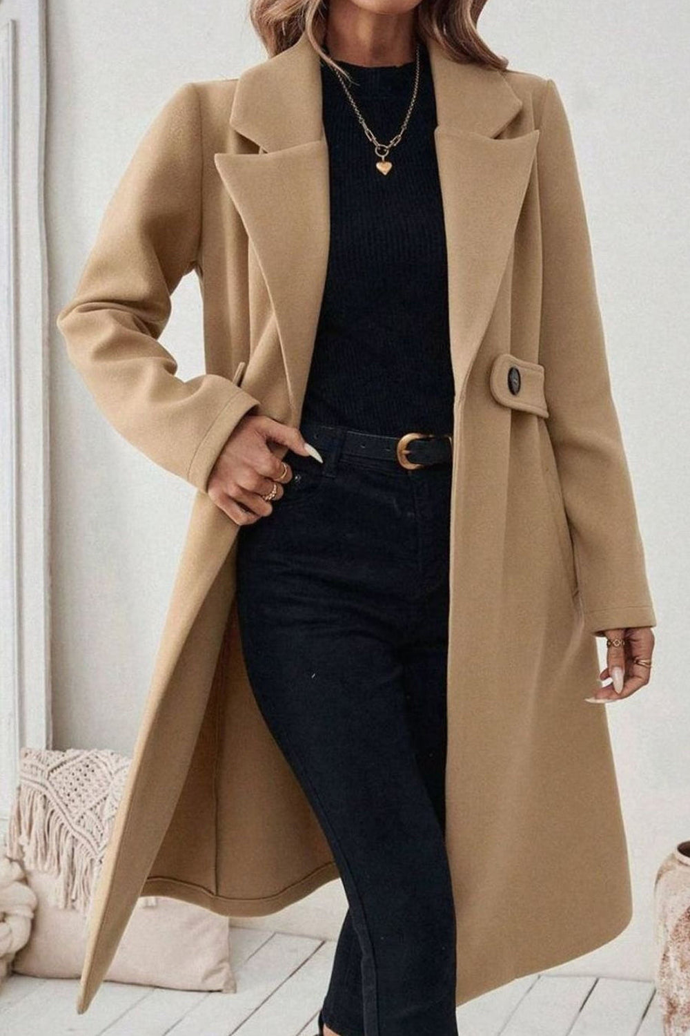 Beatrice | Wide Collar Belted Long Coat