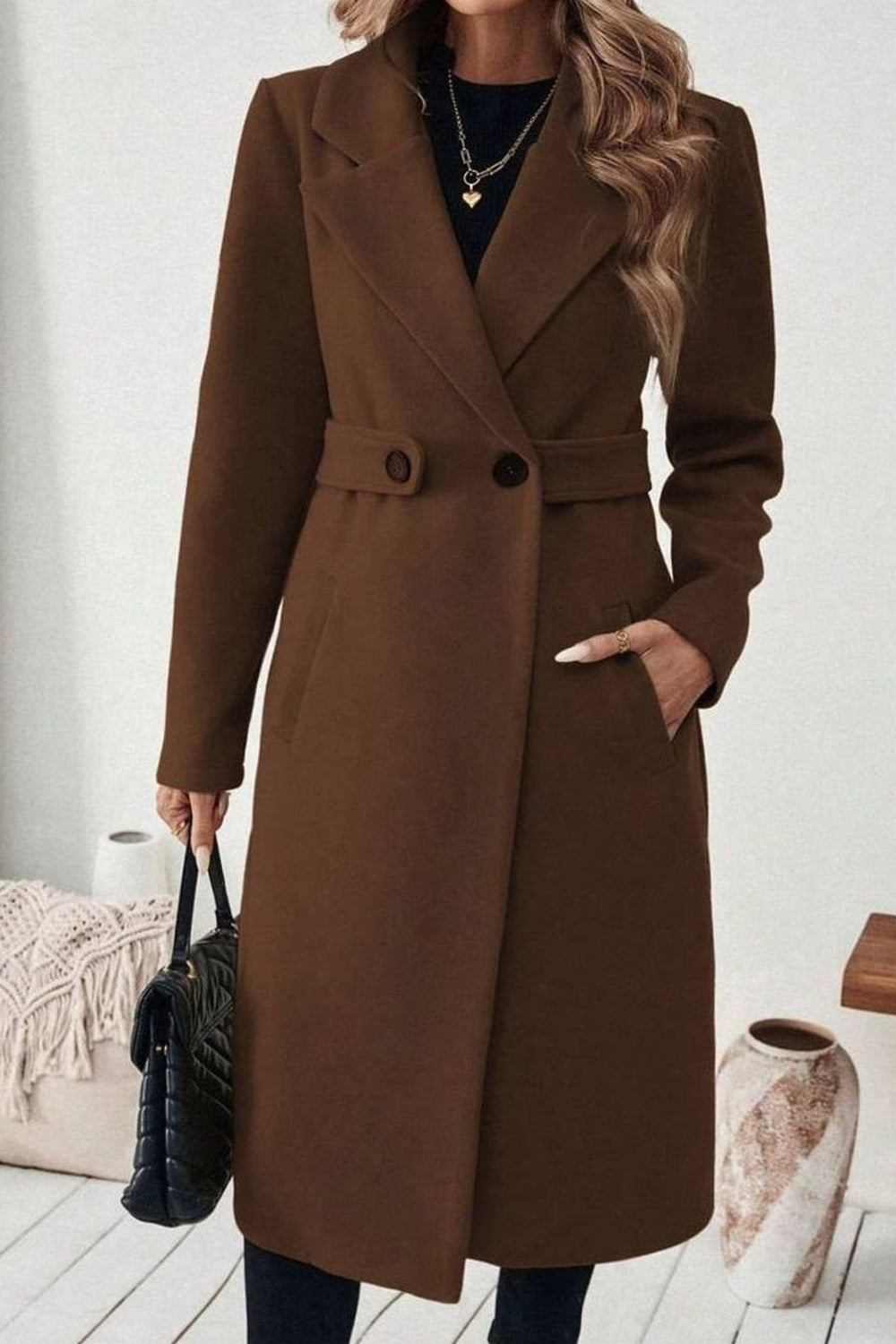 Beatrice | Wide Collar Belted Long Coat