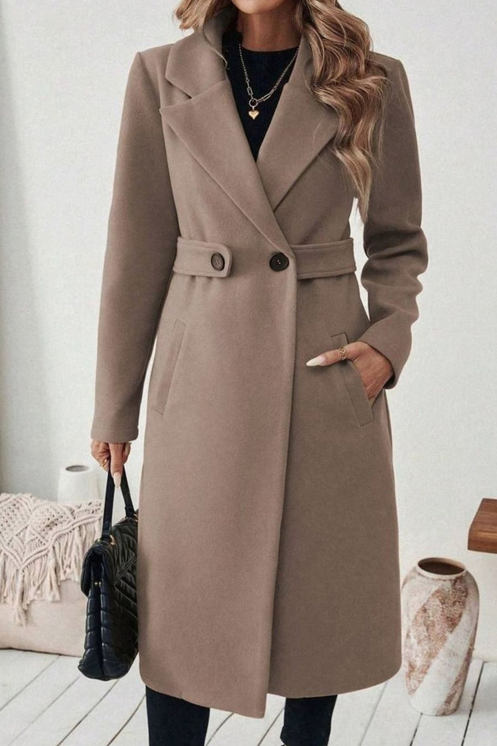 Beatrice | Wide Collar Belted Long Coat