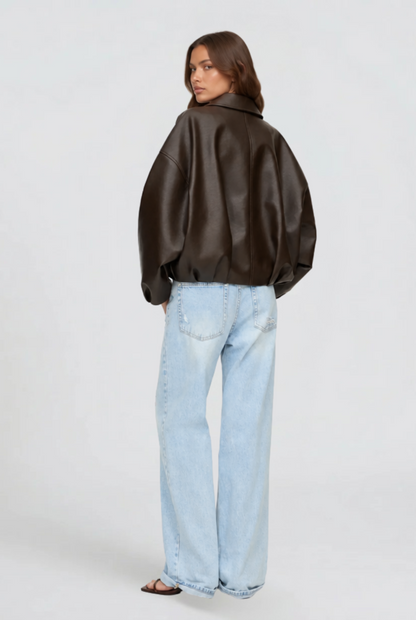 Brooke | Oversized Belt Leather Jacket