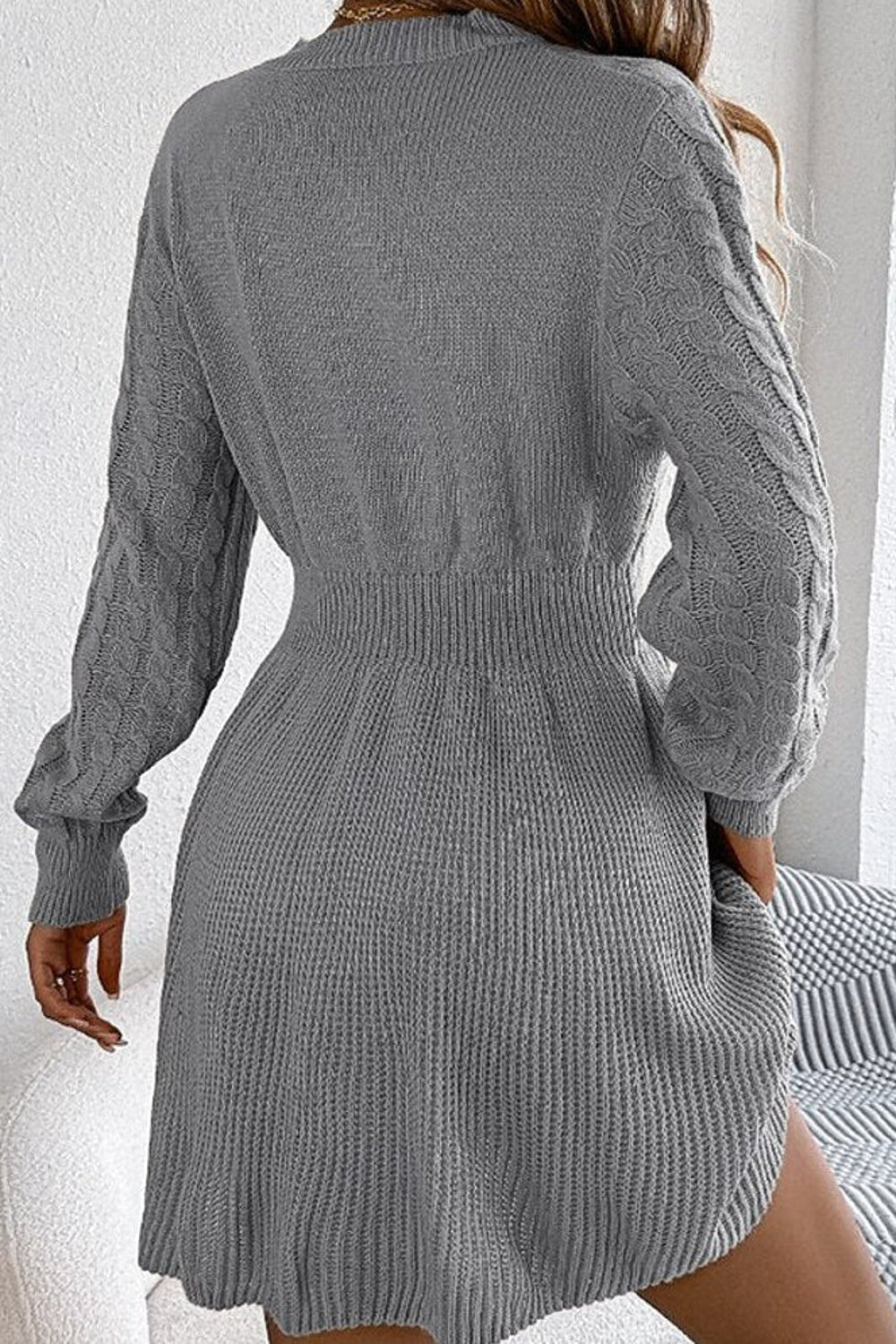 Ruby | Flared Skirt Cable Knit Sweater Dress