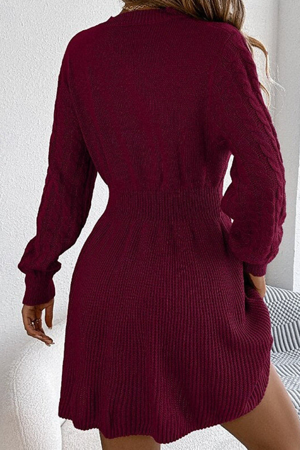 Ruby | Flared Skirt Cable Knit Sweater Dress