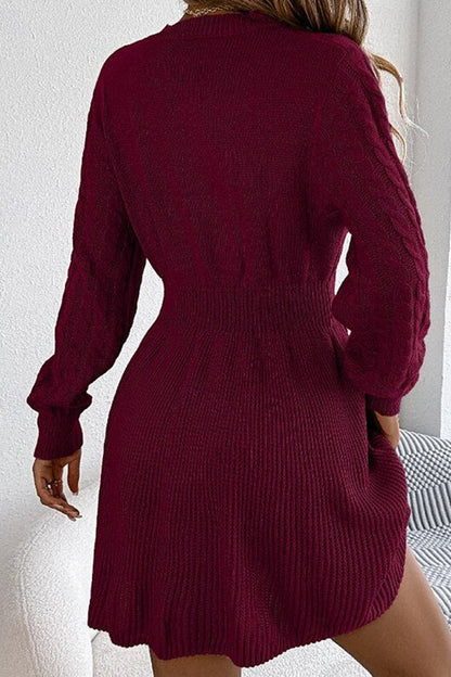 Ruby | Flared Skirt Cable Knit Sweater Dress