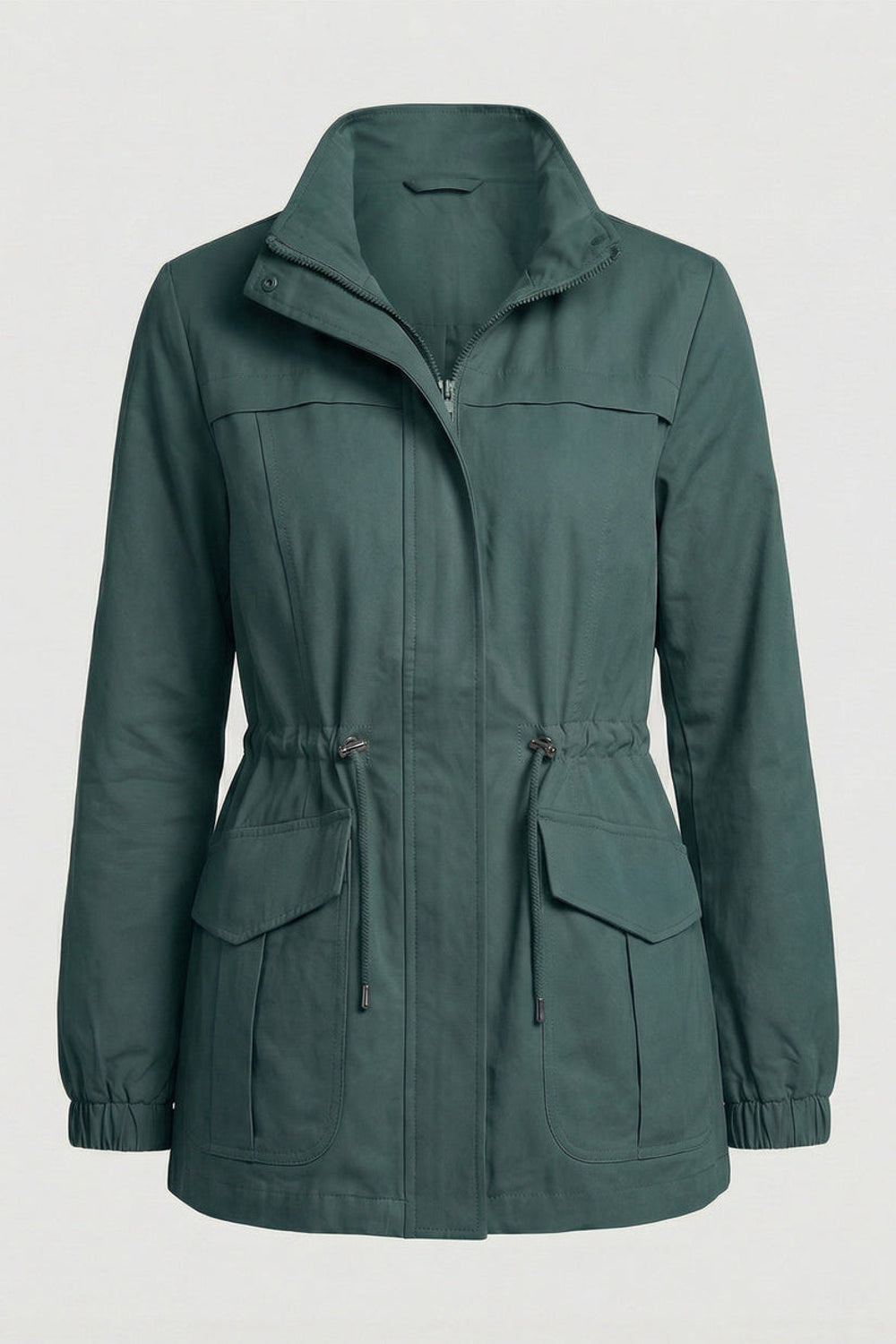 Jade | Drawstring Waist Flap Pocket Utility Jacket