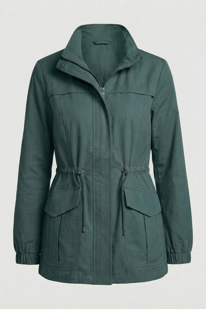 Jade | Drawstring Waist Flap Pocket Utility Jacket