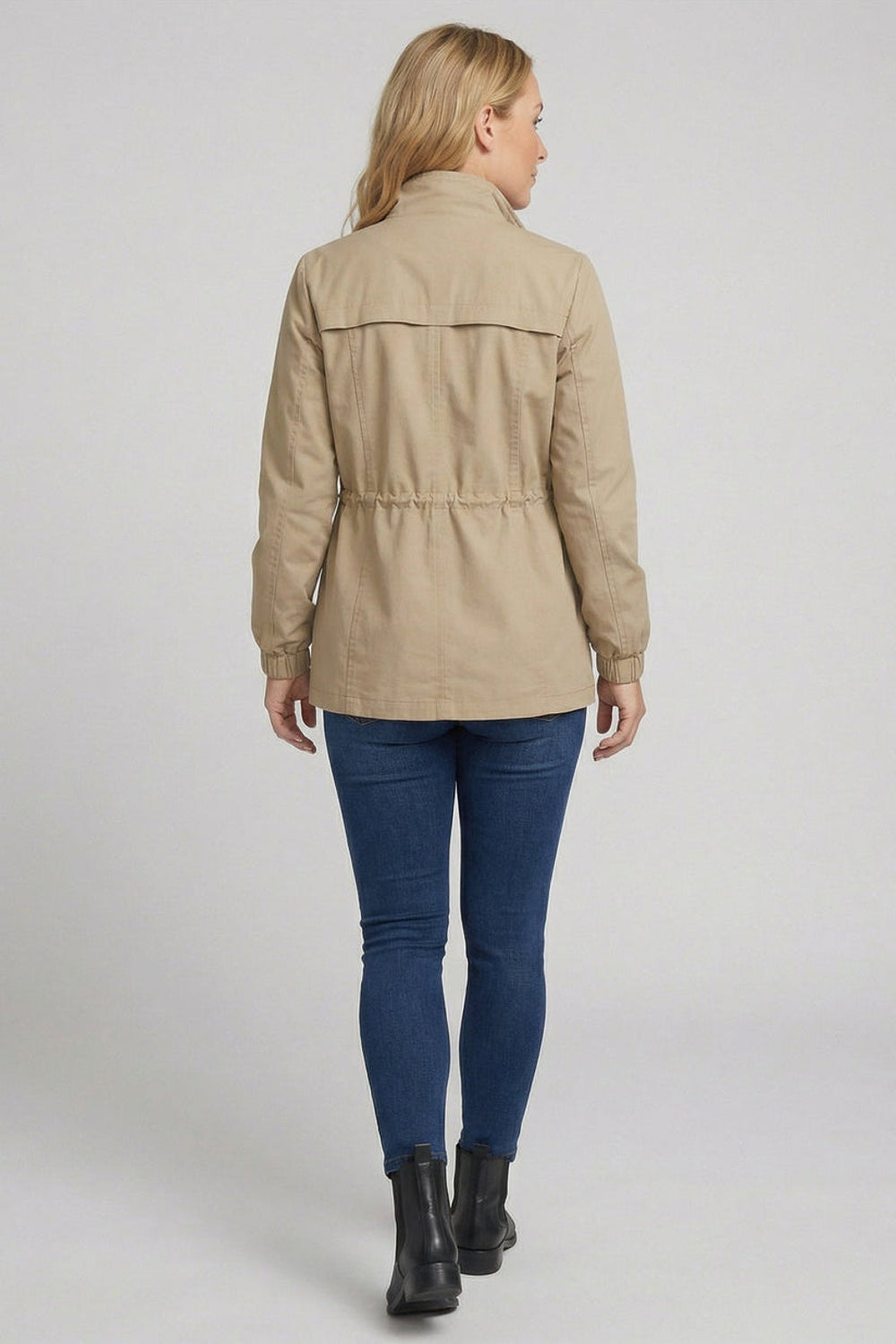 Jade | Drawstring Waist Flap Pocket Utility Jacket
