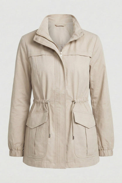 Jade | Drawstring Waist Flap Pocket Utility Jacket