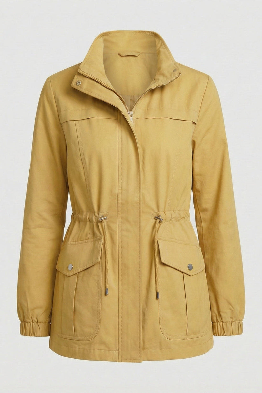 Jade | Drawstring Waist Flap Pocket Utility Jacket