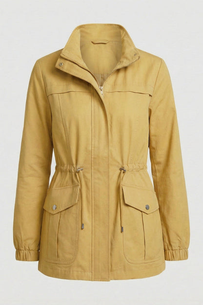 Jade | Drawstring Waist Flap Pocket Utility Jacket