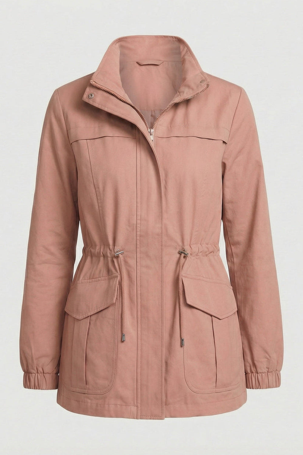 Jade | Drawstring Waist Flap Pocket Utility Jacket